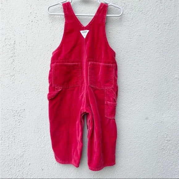 Oshkosh velvet red overalls Sz 18 months - Picture 3 of 6